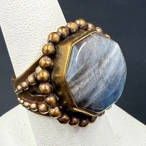 VINTAGE STEPHEN DWECK STERLING SILVER LABRADORITE RING SIZE 6.5